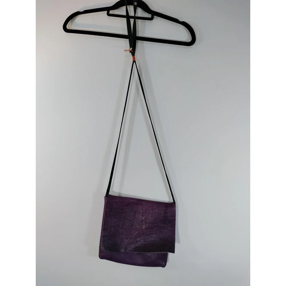 Handmade Purple Textured Leather Crossbody Bag